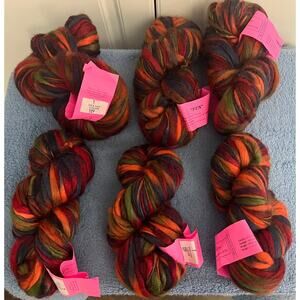 Ironstone "Fun" Yarn 6 Hanks Colorful 85% Wool 15% Silk